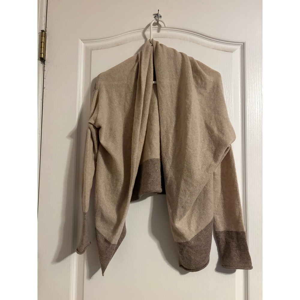 Athleta Cardigan Women XS Beige 100% Cashmere Open Front 721663-02